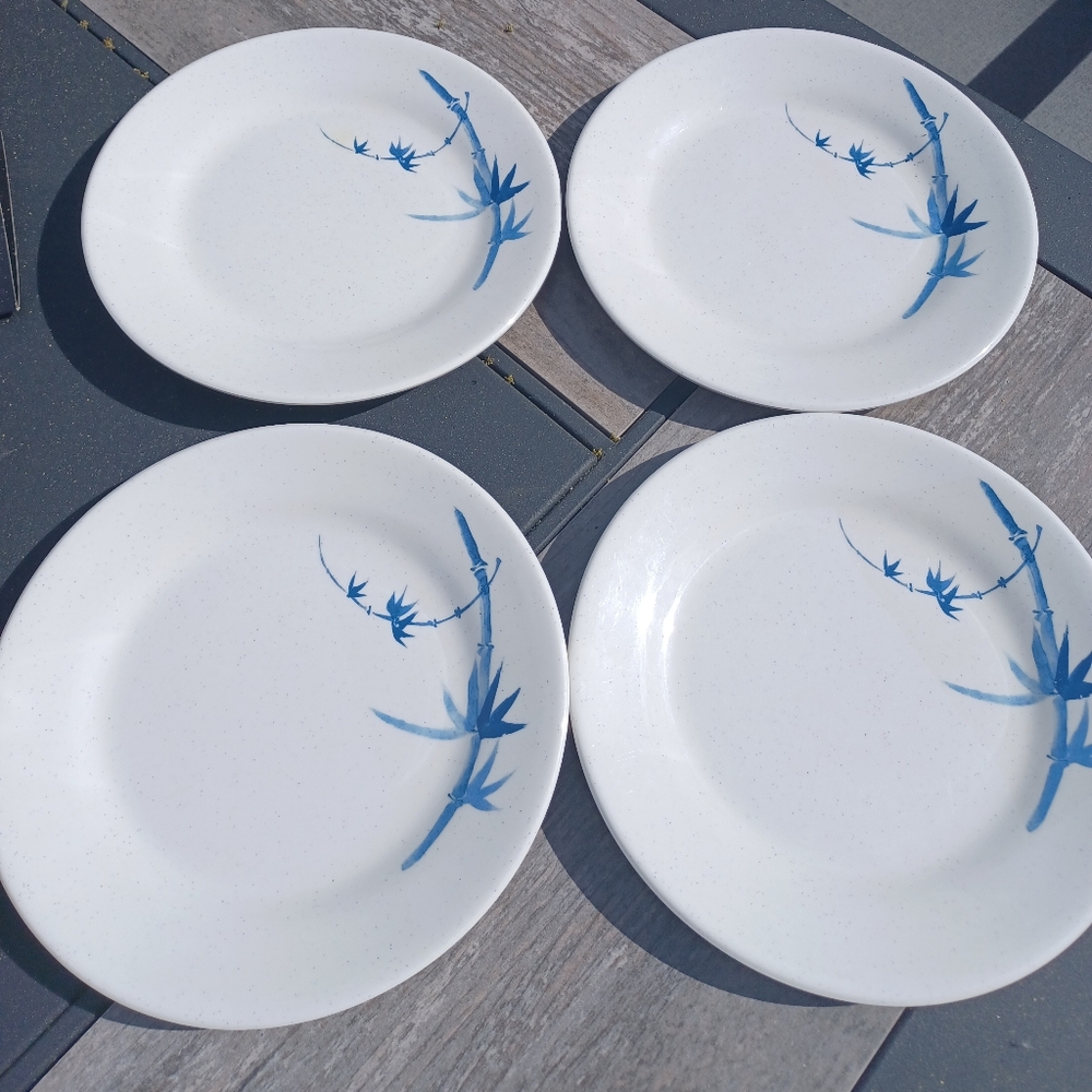 Melamine Plates 8" TAR-HONG Thunder Group Blue Bamboo Set of Four